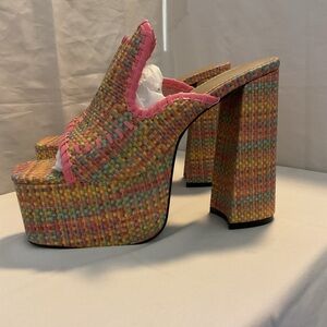 Colorful Platform Woven Heels size 10